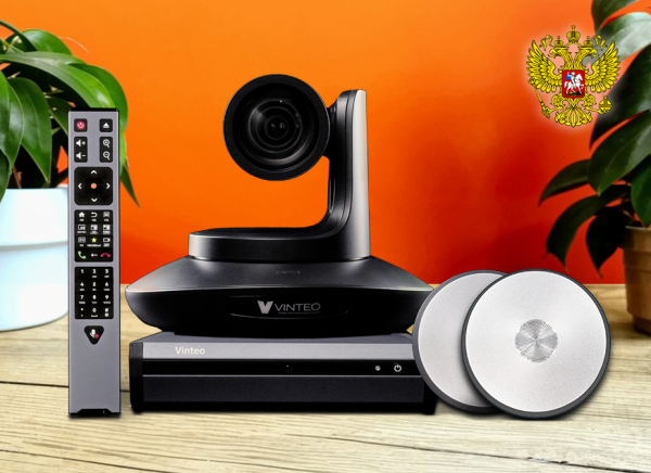 ГТ3-1080 Групповой терминал Vinteo ГТ3-1080 (Видеокодек T2, камера VINTEO-300-HU2-20, микрофонный комплект AVC-MIC01, доп. микрофон AVC-MIC02, пульт ДУ, комплект кабелей)